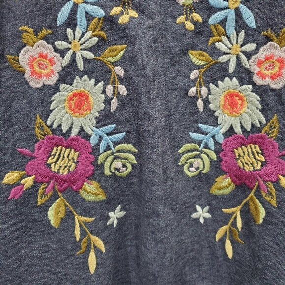 Umgee Womens Small Tunic T Shirt Dress Embroidered Floral Blue Pink Pockets - Picture 11 of 13